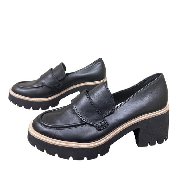 Dolce Vita Black Size 8.5 Platform Chunky Heel Loafers y2k 90s work Office Siren - Picture 4 of 13